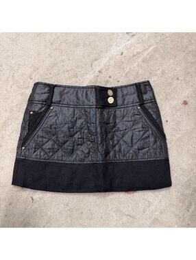 Y2K Vintage Black Quilted Mini Skirt - Size S